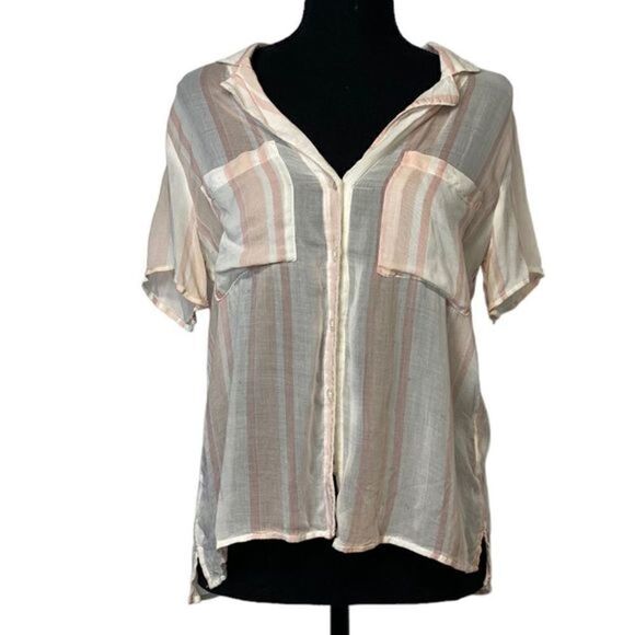 #232 ANTHROPOLOGIE CLOTH & STONE sheer button down blouse - Picture 1 of 3